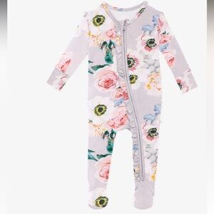 Footie Ruffled Zippered One Piece